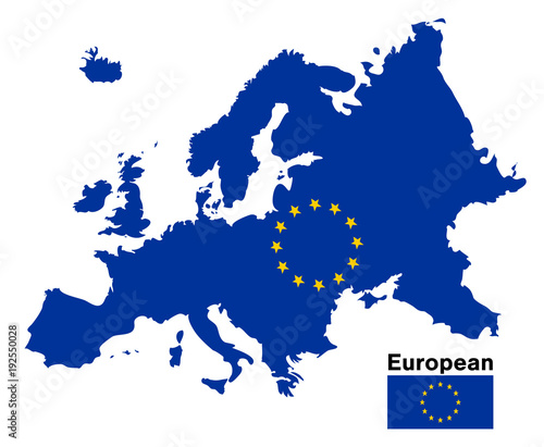 european flag map on a white background