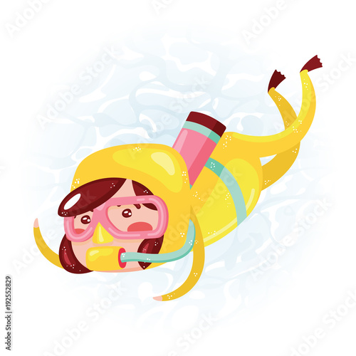 yellow scuba diver swimming underwater clip art preview
