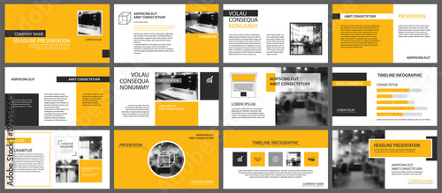 Yellow presentation templates and infographics elements background. Use for business annual report, flyer, corporate marketing, leaflet, advertising, brochure, modern style.