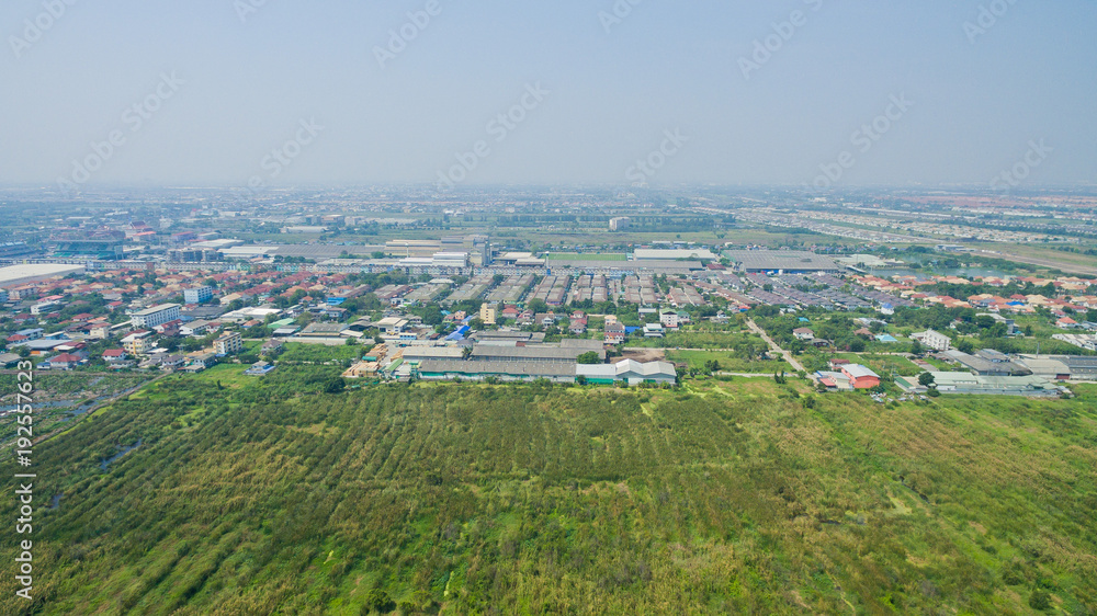 top view village, Aerial city view from flying drone , Thailand. top view landscape