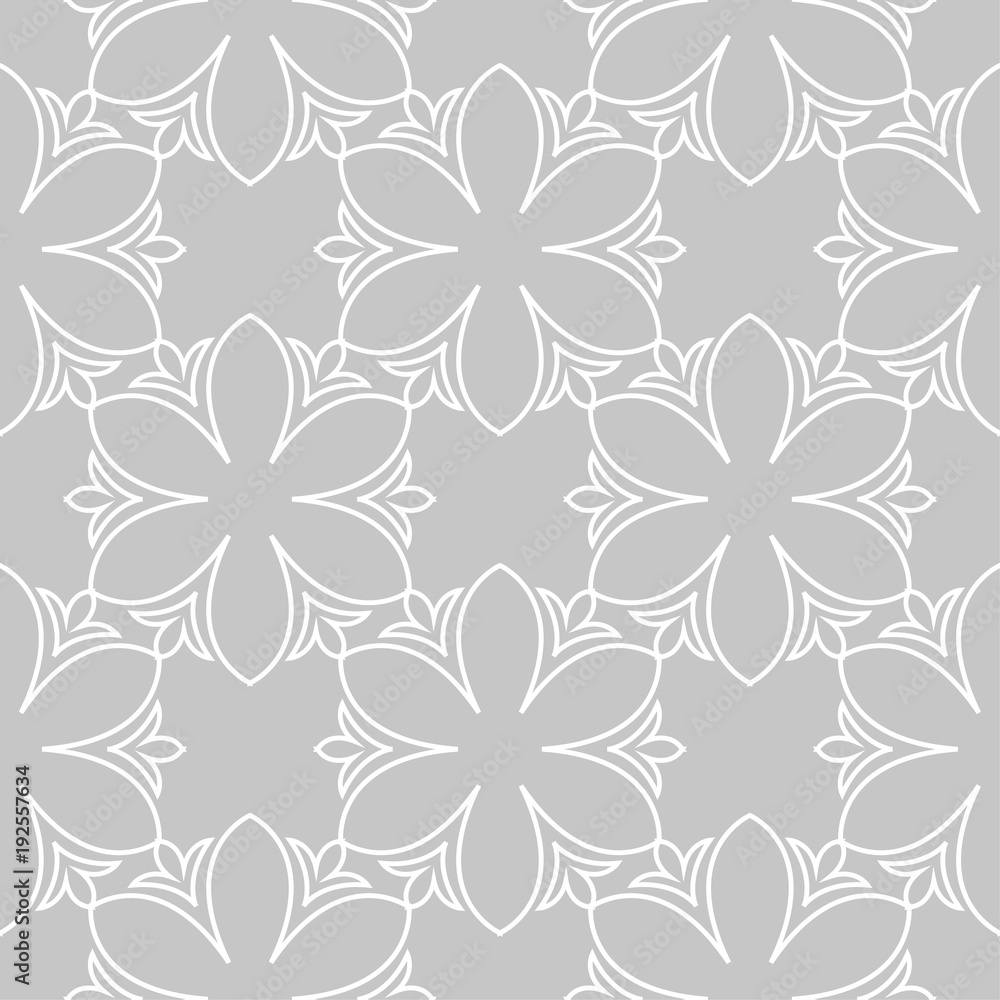 Gray and white floral ornament. Seamless pattern
