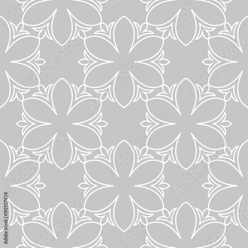 Gray and white floral ornament. Seamless pattern © Liudmyla