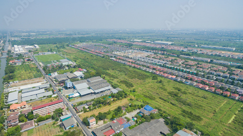 top view village, Aerial city view from flying drone , Thailand. top view landscape