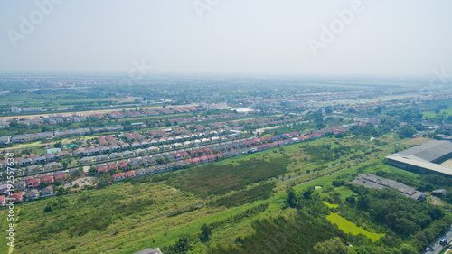 top view village, Aerial city view from flying drone , Thailand. top view landscape © waranyu