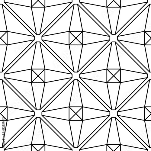 White and black monochrome geometric print. Seamless pattern