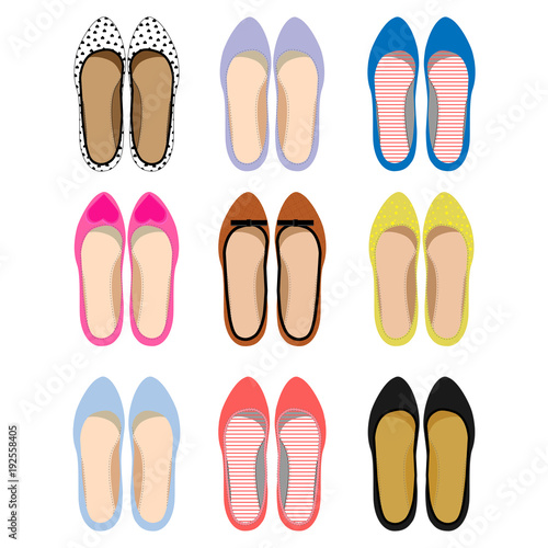 Vector image of female summer shoes.