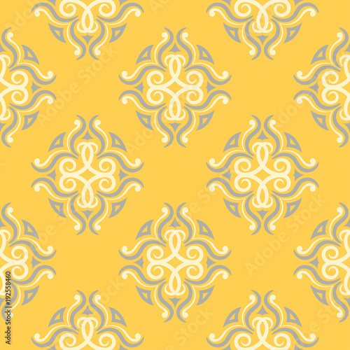 Floral background. Yellow gray and white seamless pattern