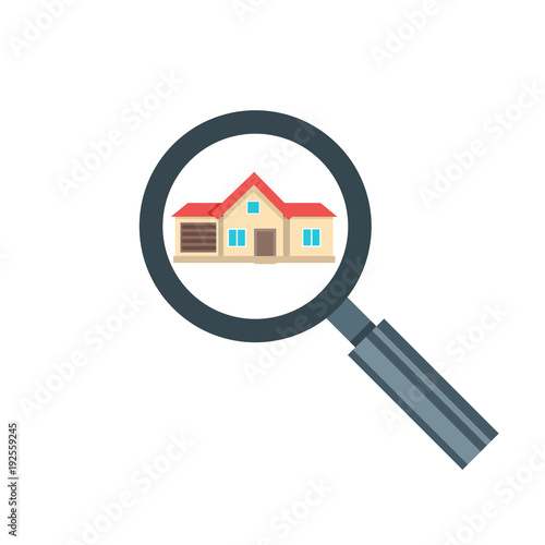 House search, test, vector illustration, real estate concept.