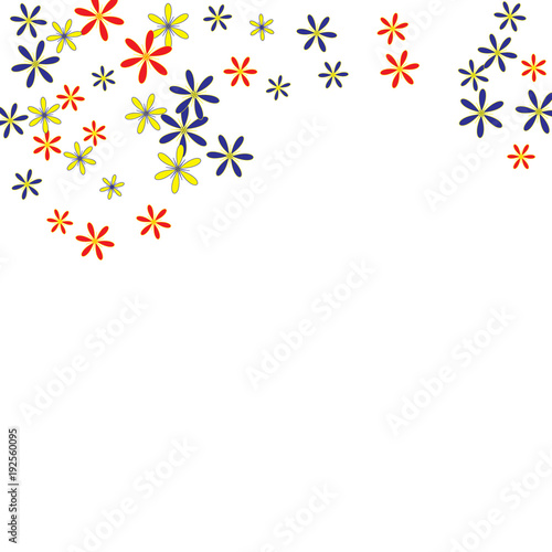 Cute Floral Pattern with Simple Small Flowers for Greeting Card or Poster. Naive Daisy Flowers in Primitive Style. Vector Background for Spring or Summer Design. 