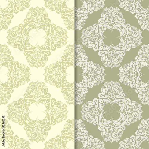 Wallpaper Mural Olive green set of floral seamless patterns Torontodigital.ca