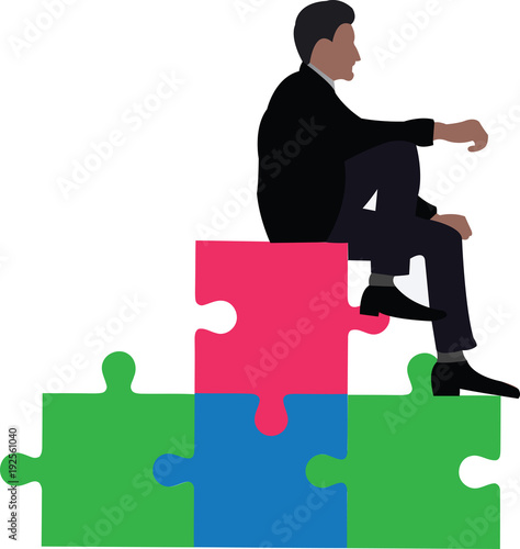 persona seduta sopra gruppo di puzzle medita strategia