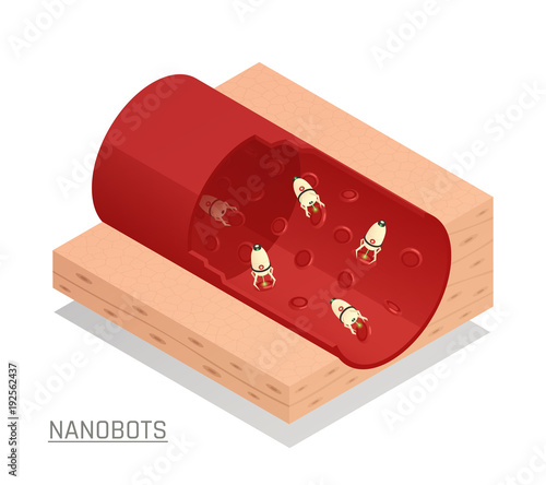 Nanorobots Blood Vessel Isometric Composition 