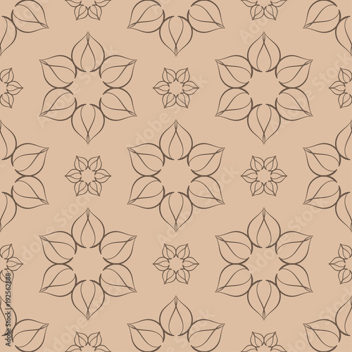 Wallpaper Mural Dark brown floral seamless pattern on beige background Torontodigital.ca