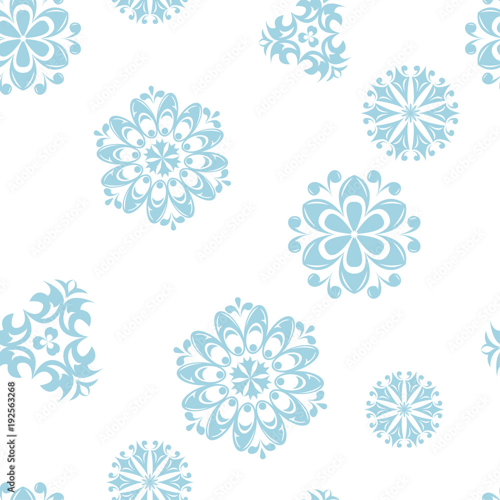 Blue flowers on white background. Ornamental seamless pattern Blue flowers on white background. Ornamental seamless pattern