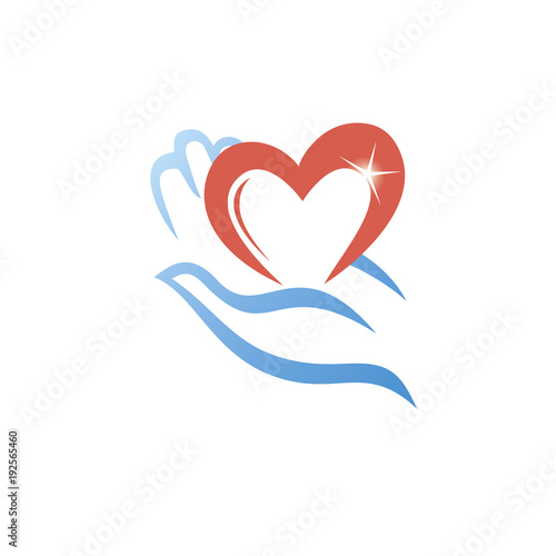 hand holding a heart icon, isolated vector symbol