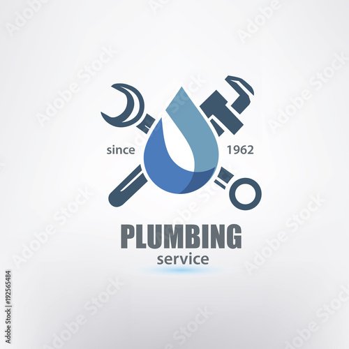 plumbing service logo template, stylized vector symbol