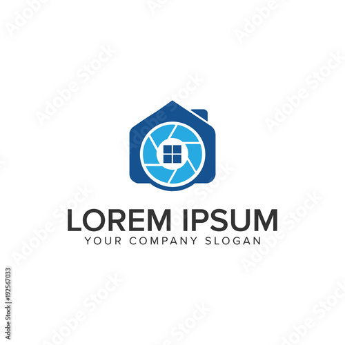 camera house logo design concept template.