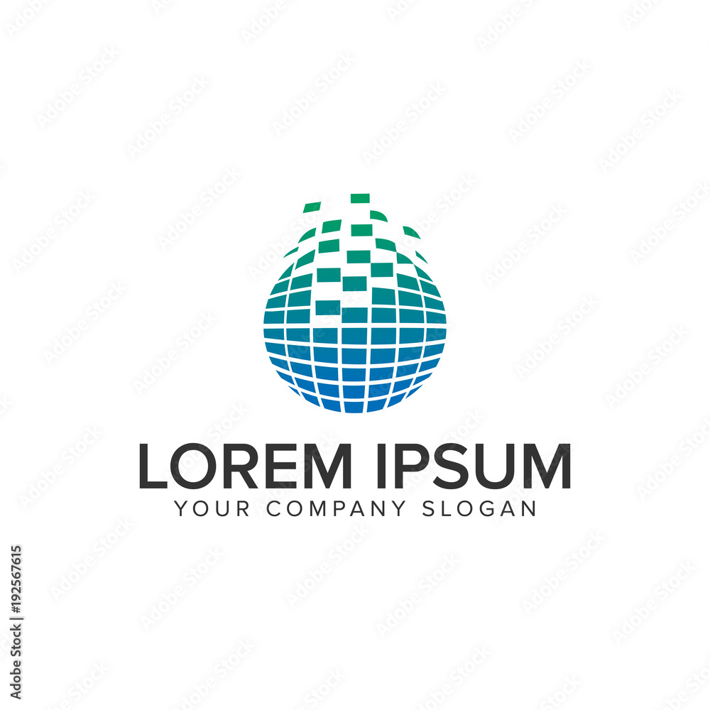 Globe pixel logo design concept template. Globe pixel logo design concept template.