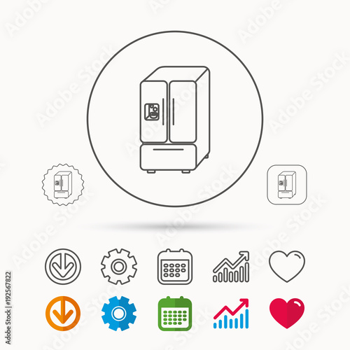American fridge icon. Refrigerator with ice sign.