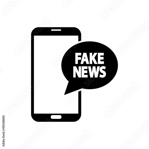 Icono plano FAKE NEWS en smartphone en color negro