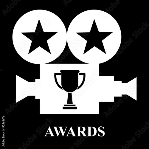 white projector trophy cup awards stars vector illustration black background