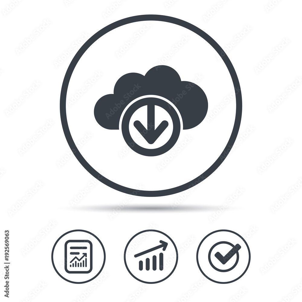 Download from cloud icon. Data storage sign. Download from cloud icon. Data storage sign.