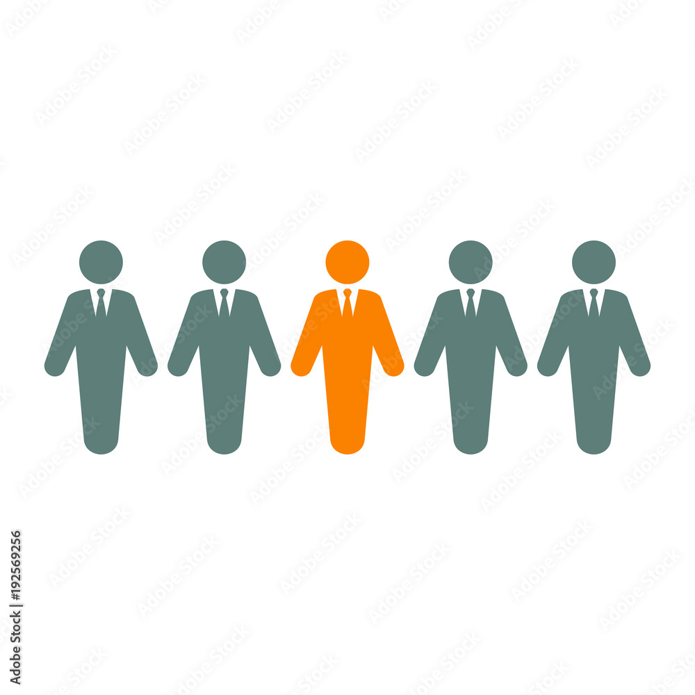 Icono plano grupo de hombres de negocios en gris y naranja Icono plano grupo de hombres de negocios en gris y naranja