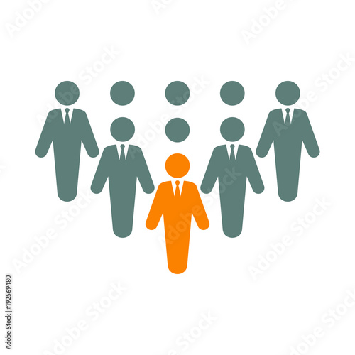 Icono plano varios hombres de negocios en gris y naranja