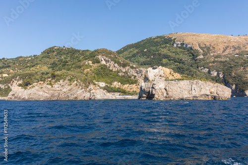 A view of the Amalfi Coast between Sorrento and Positano. Campania. Italy