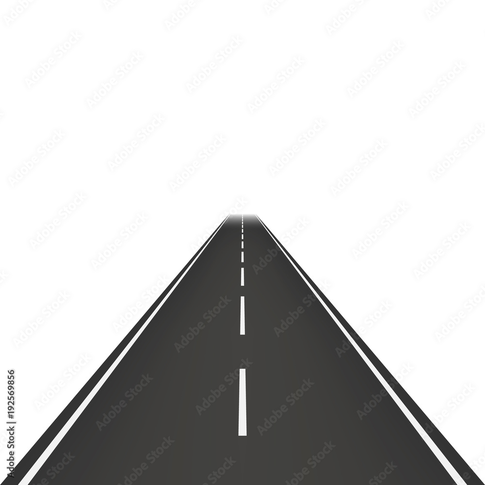 Straight road isolated on transparent background. Vector illustration.