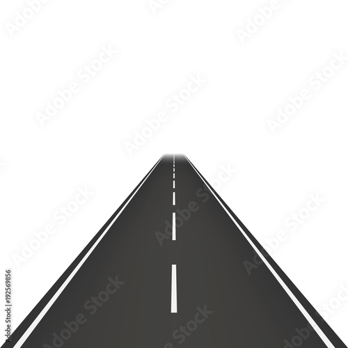 Straight road isolated on transparent background. Vector illustration.