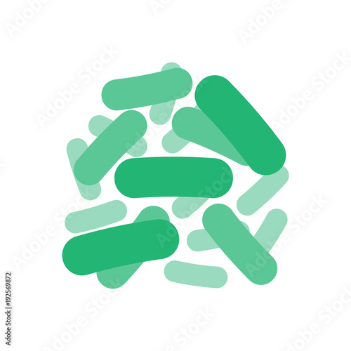 Green probiotics bacteria icon, logo isolated on white background. Vector illustration.