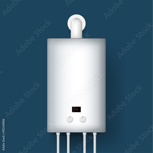 Home gas boiler, water heater. 3D rendering. isolated on background. Vector illustration.