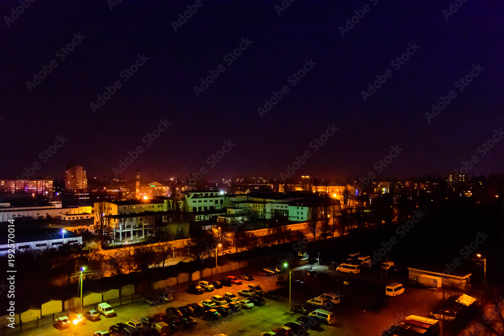 View on the midnight city Kremenchug, Ukraine