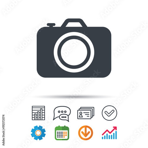Camera icon. Professional photocamera sign.