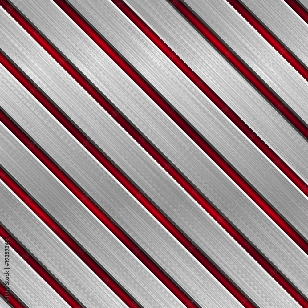 Obraz premium Metal background with red elements. Diagonal stripes