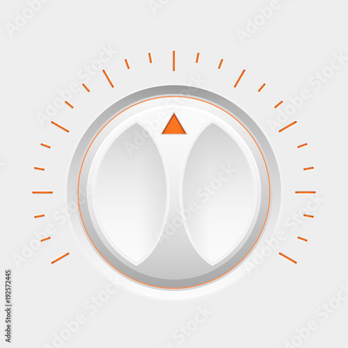 Navigation round knob button with orange markers. Volume control