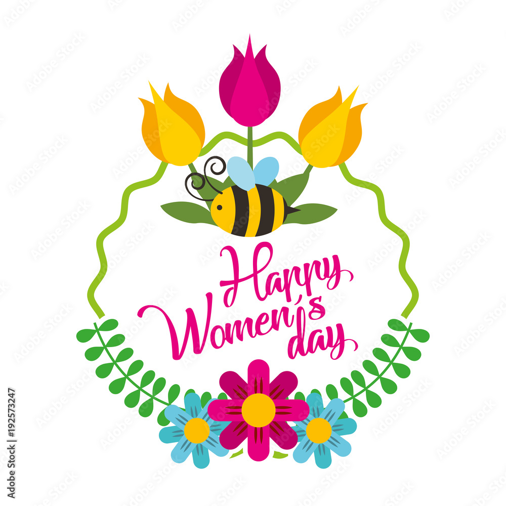 Beautiful floral design decorated greeting card for Happy Womens Day celebration.