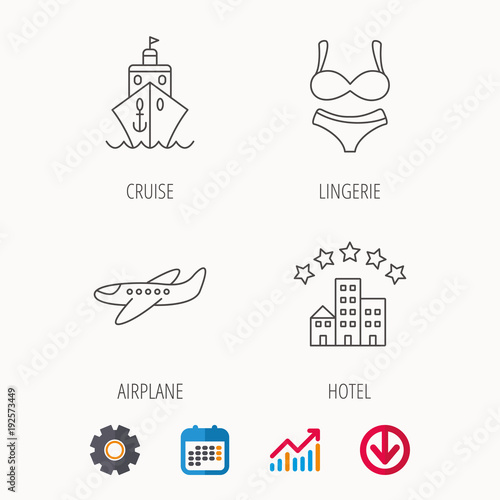 Cruise  lingerie and airplane icons.
