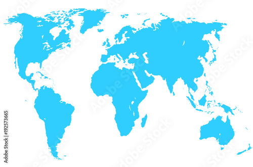 blue world map, isolated