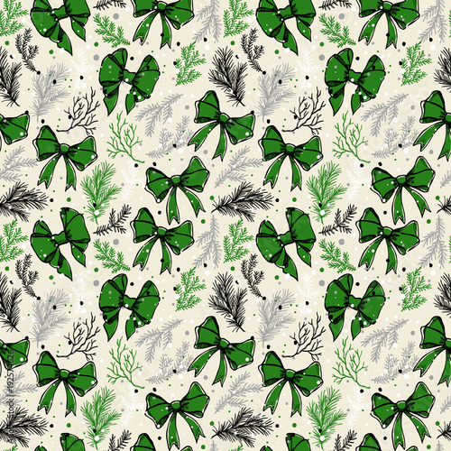 Christmas seamless pattern with christmas bows