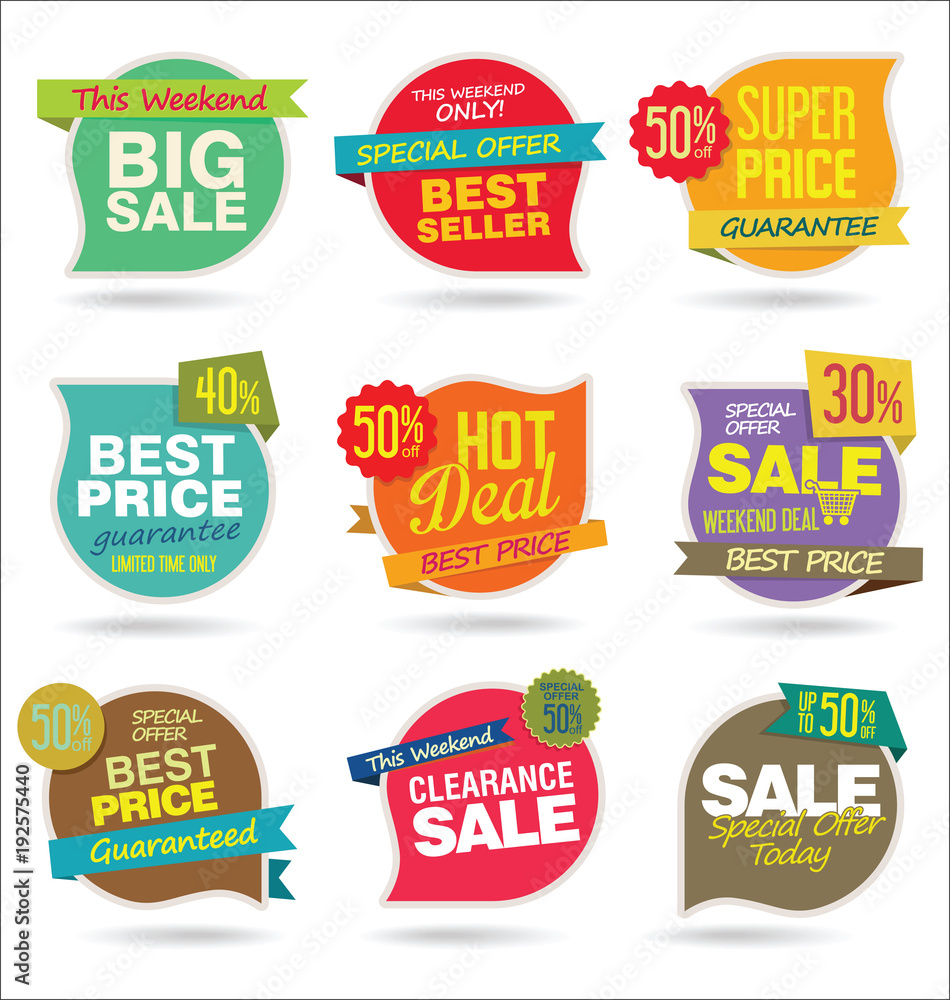 Modern origami sale stickers and tags collection