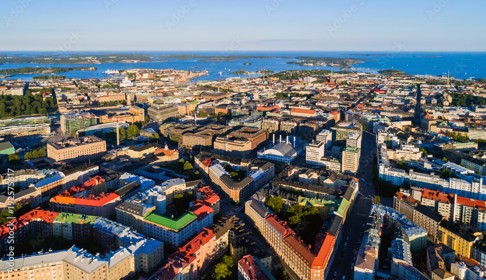 kant Hindre Grønthandler Aerial (drone) photo of Helsinki city, Finland Stock Photo | Adobe Stock