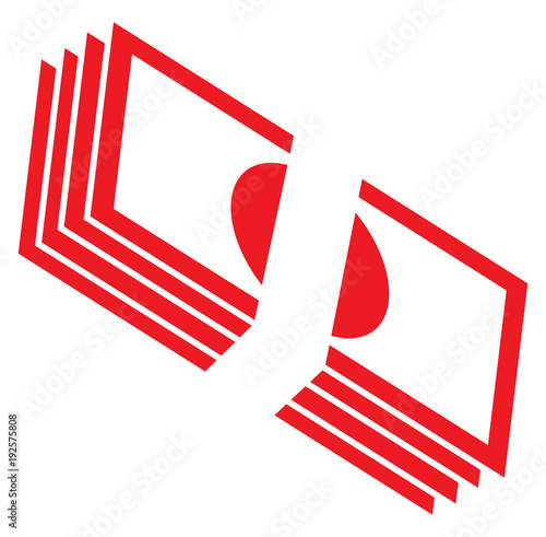 Pile of bank notes or bills stacked. Currency icon or logo vector. Symbol for banking or finances.