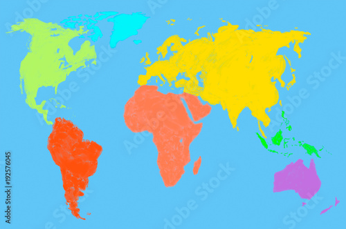 multicolored world map, isolated