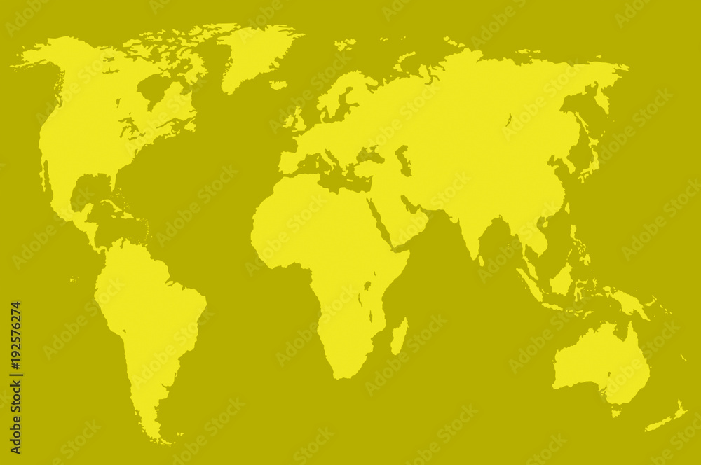mustard world map, isolated