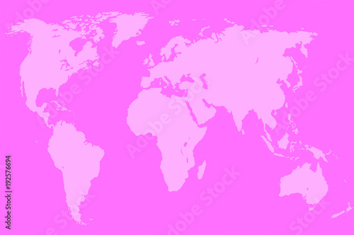 pink world map, isolated
