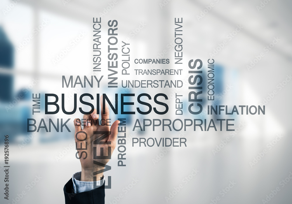 Concept of modern business with palm choocing on of keywords for Concept of modern business with palm choocing on of keywords for