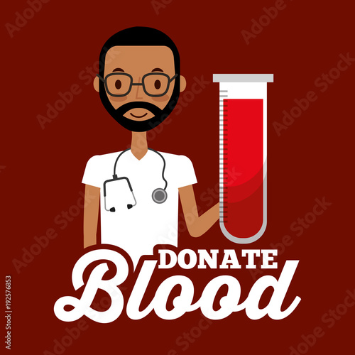 doctor staff medical holding test tube donate blood vector illustration