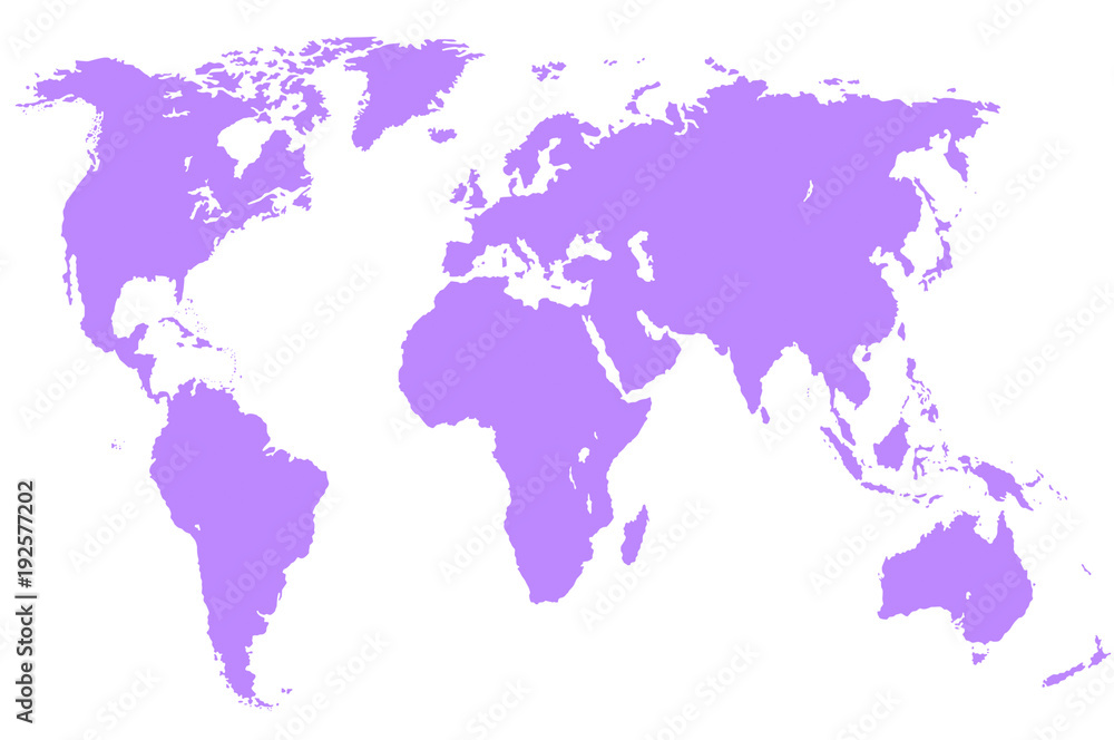 Obraz fioletowa mapa świata, odosobniona